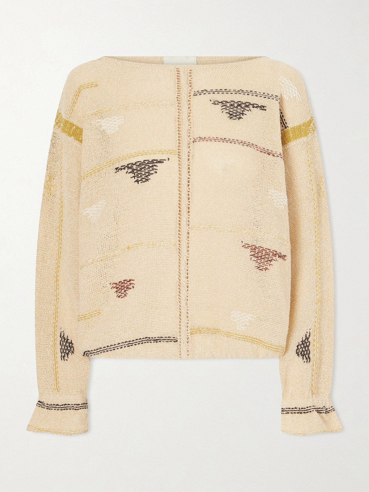 Isabel Marant Elyron Embroidered Linen-blend Sweater In Neutral