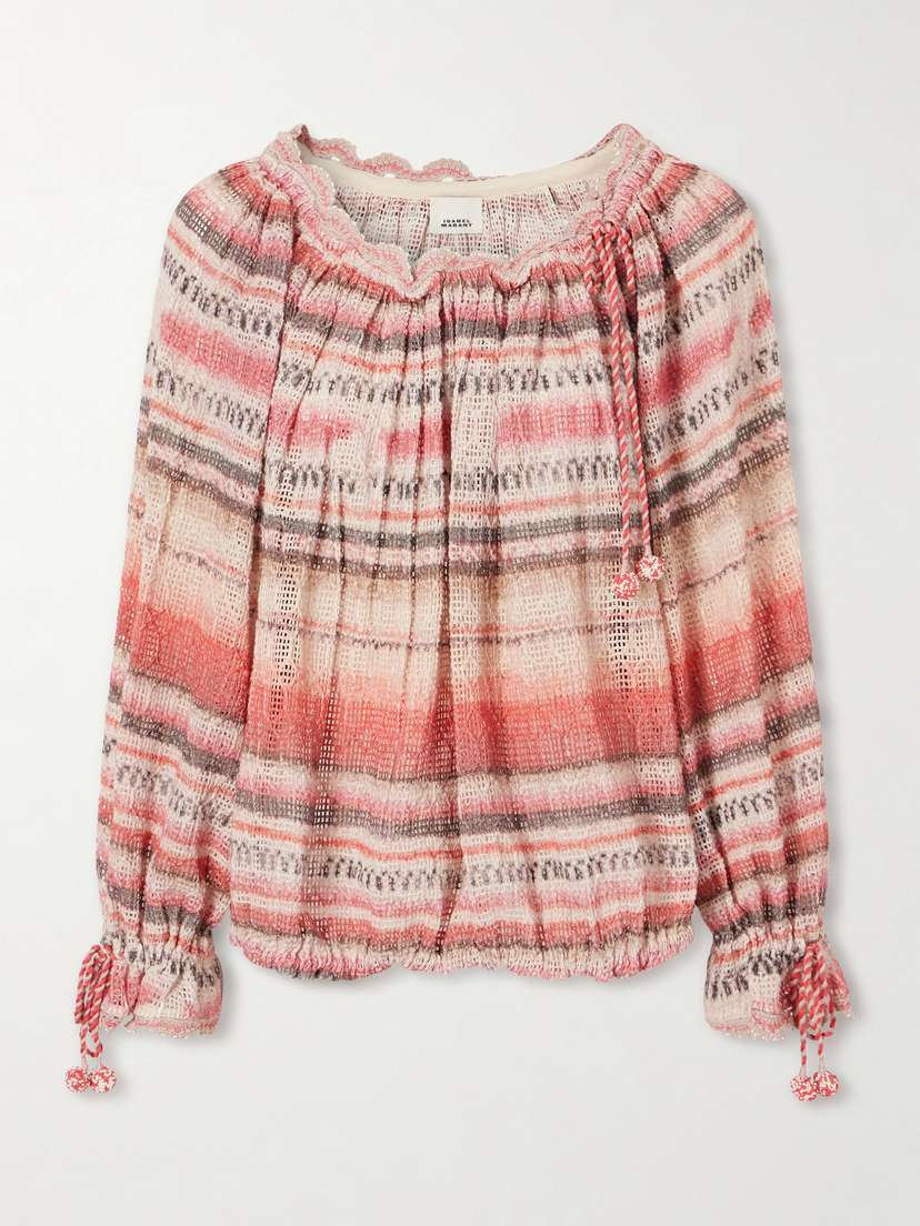 Isabel Marant Nalyna Striped Crocheted Cotton-blend Sweater