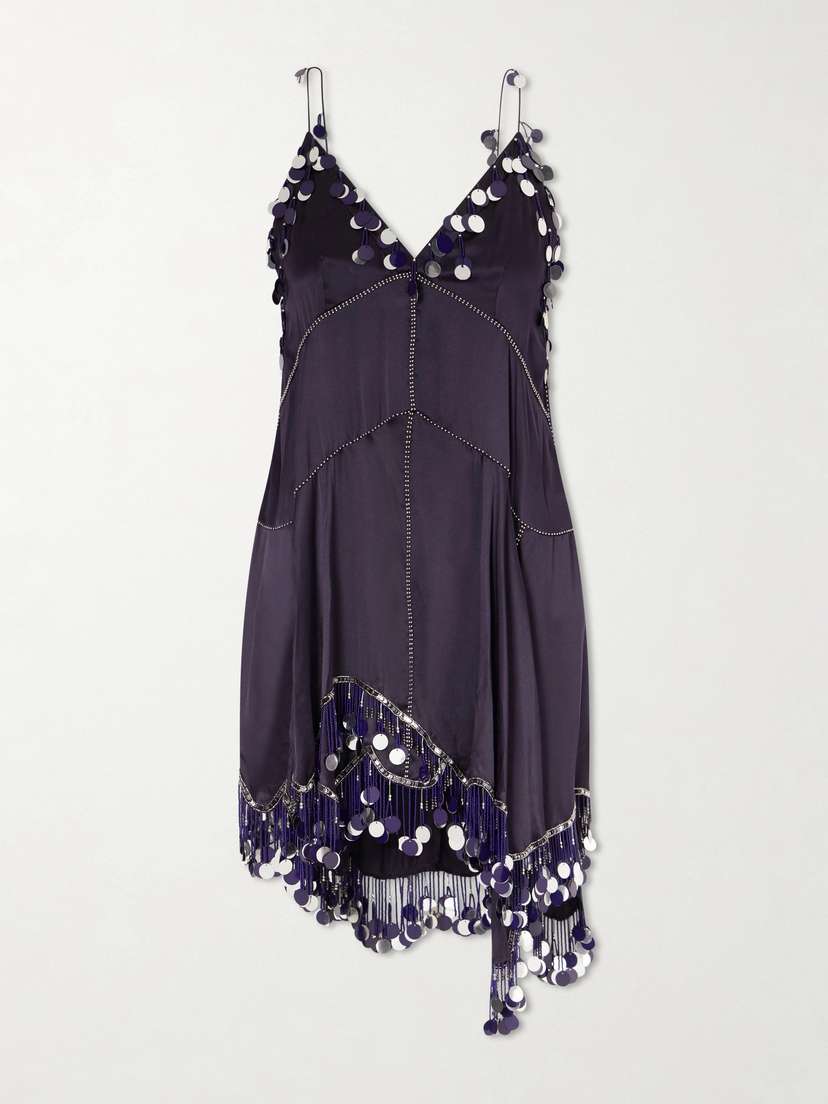 Isabel Marant Asymmetric Sequin-embellished Silk-satin Midi Dress