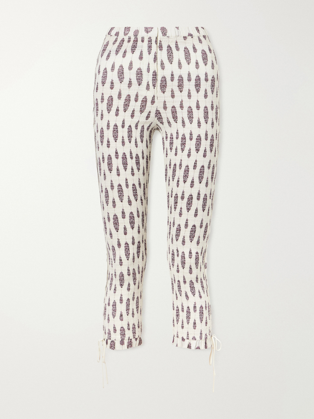 Alene Smocked Floral-Print Cotton Capri Pants