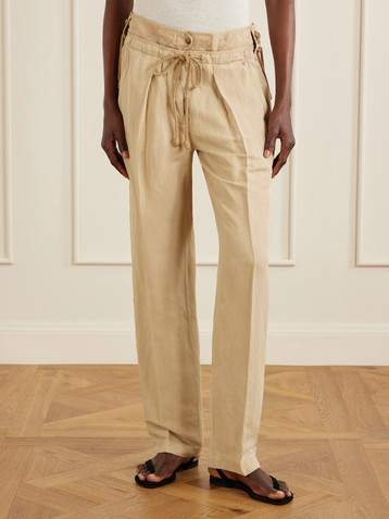 Isabel Marant Sharon pleated linen and silk-blend straight-leg pants