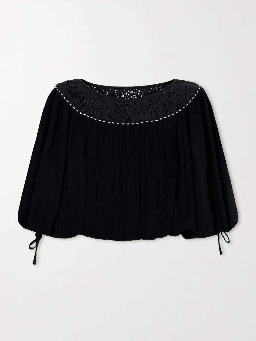 Isabel Marant Nelida Lace-trimmed Silk-gauze Blouse