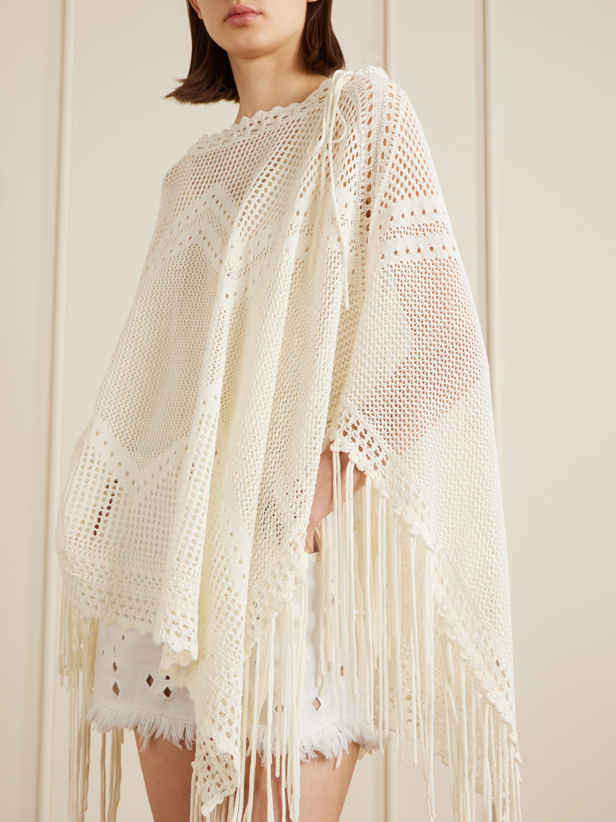 Metilia Crocheted Fringed Cotton Top