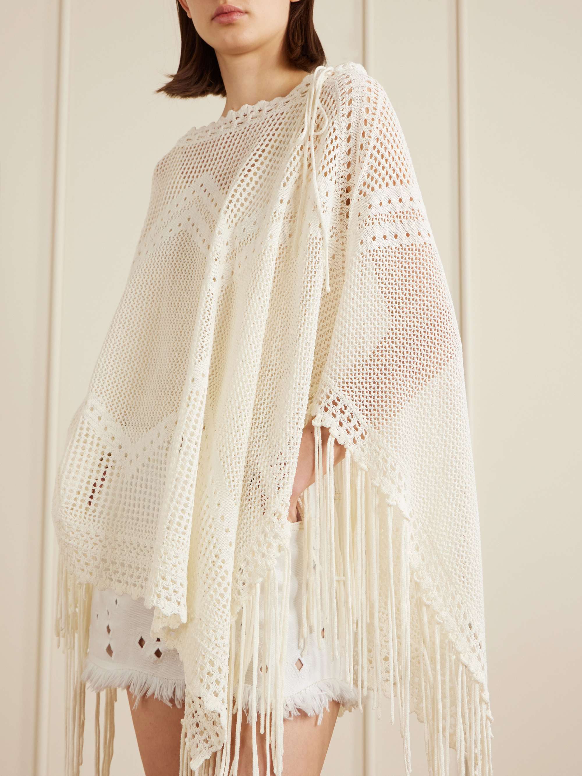 ISABEL MARANT Metilia crocheted fringed cotton top | NET-A-PORTER