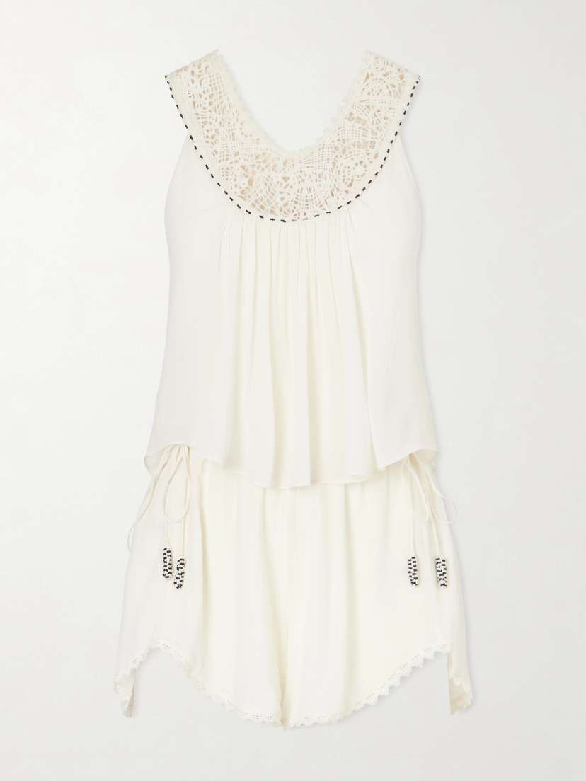 Isabel Marant Nilany Lace-trimmed Silk-crepe Playsuit