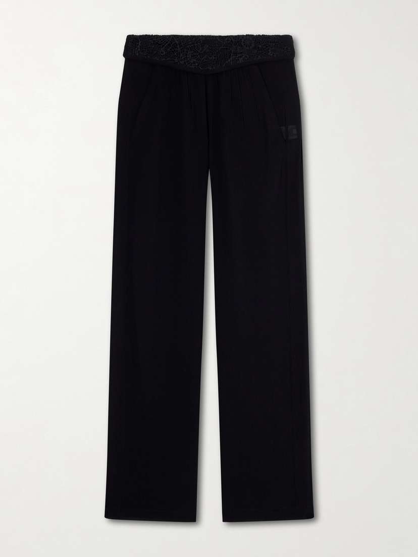 Isabel Marant Guylene Lace-trimmed Silk-crepe Straight-leg Pants