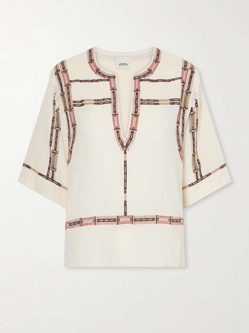 Isabel Marant Fiosa Embroidered Silk Blouse