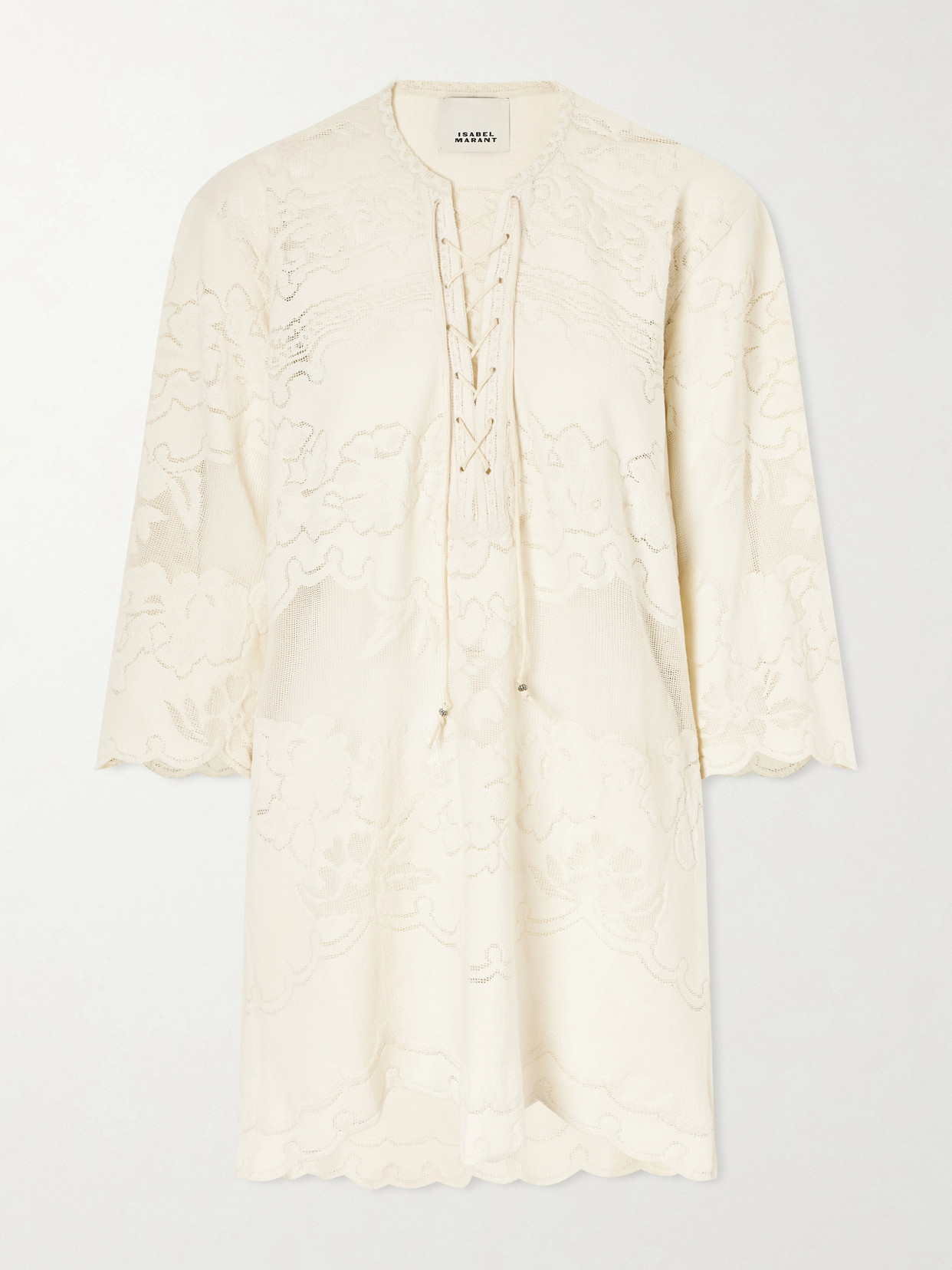 Isabel Marant - Solara Lace-up Embroidered Mini Dress - Ecru