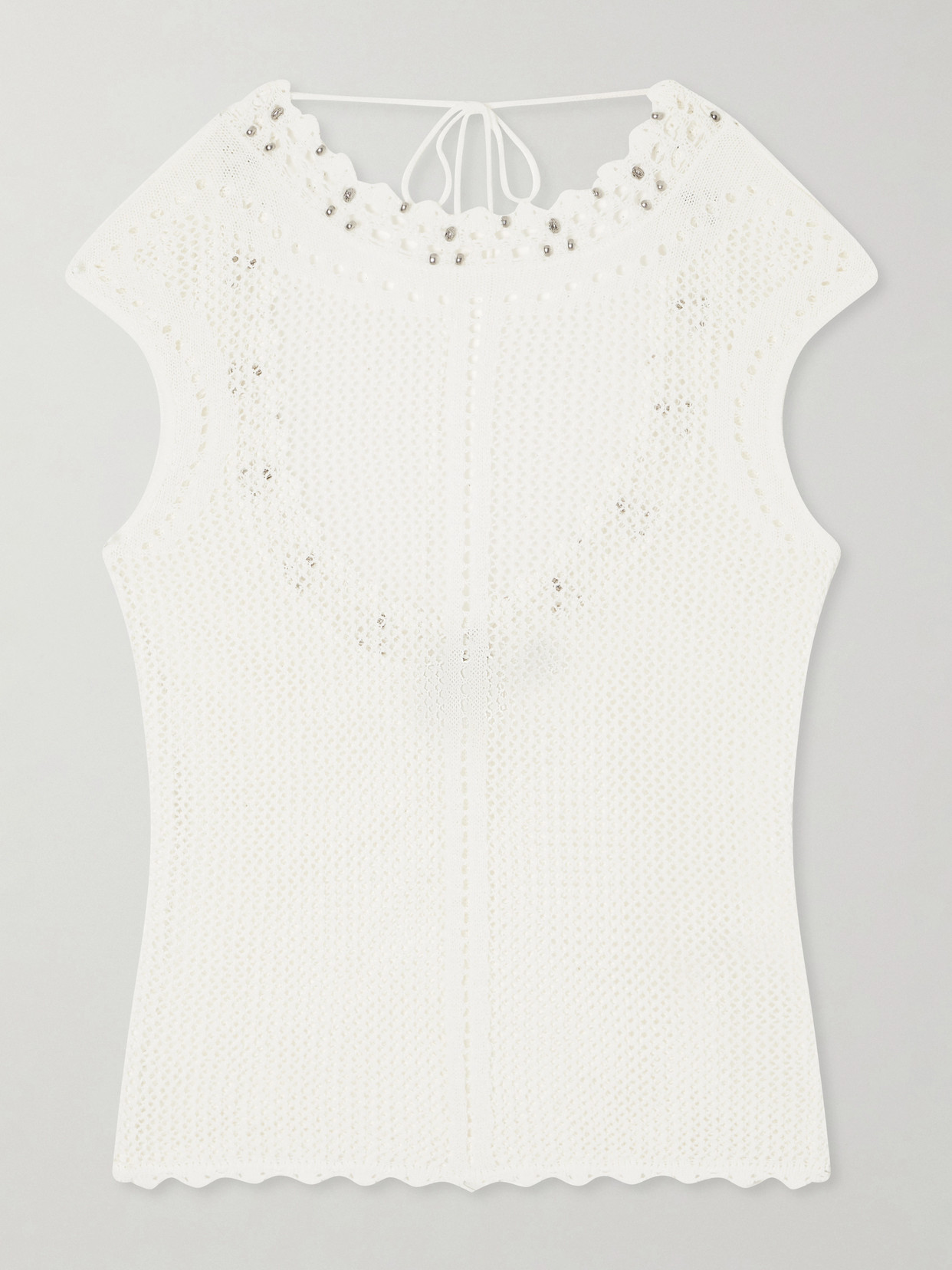 Isabel Marant Metorie Embellished Crochet Cotton-blend Tank In Neutral
