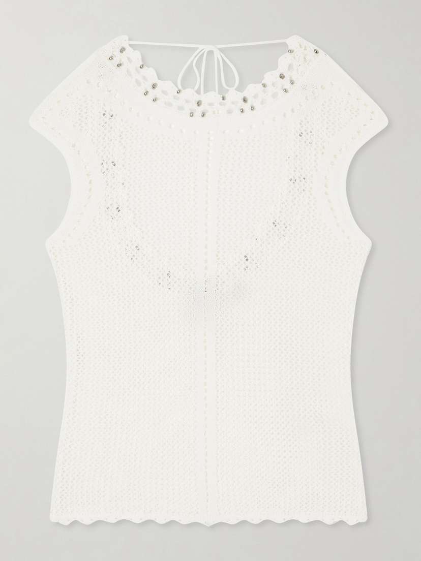 Isabel Marant Metorie Embellished Crochet Cotton-blend Tank