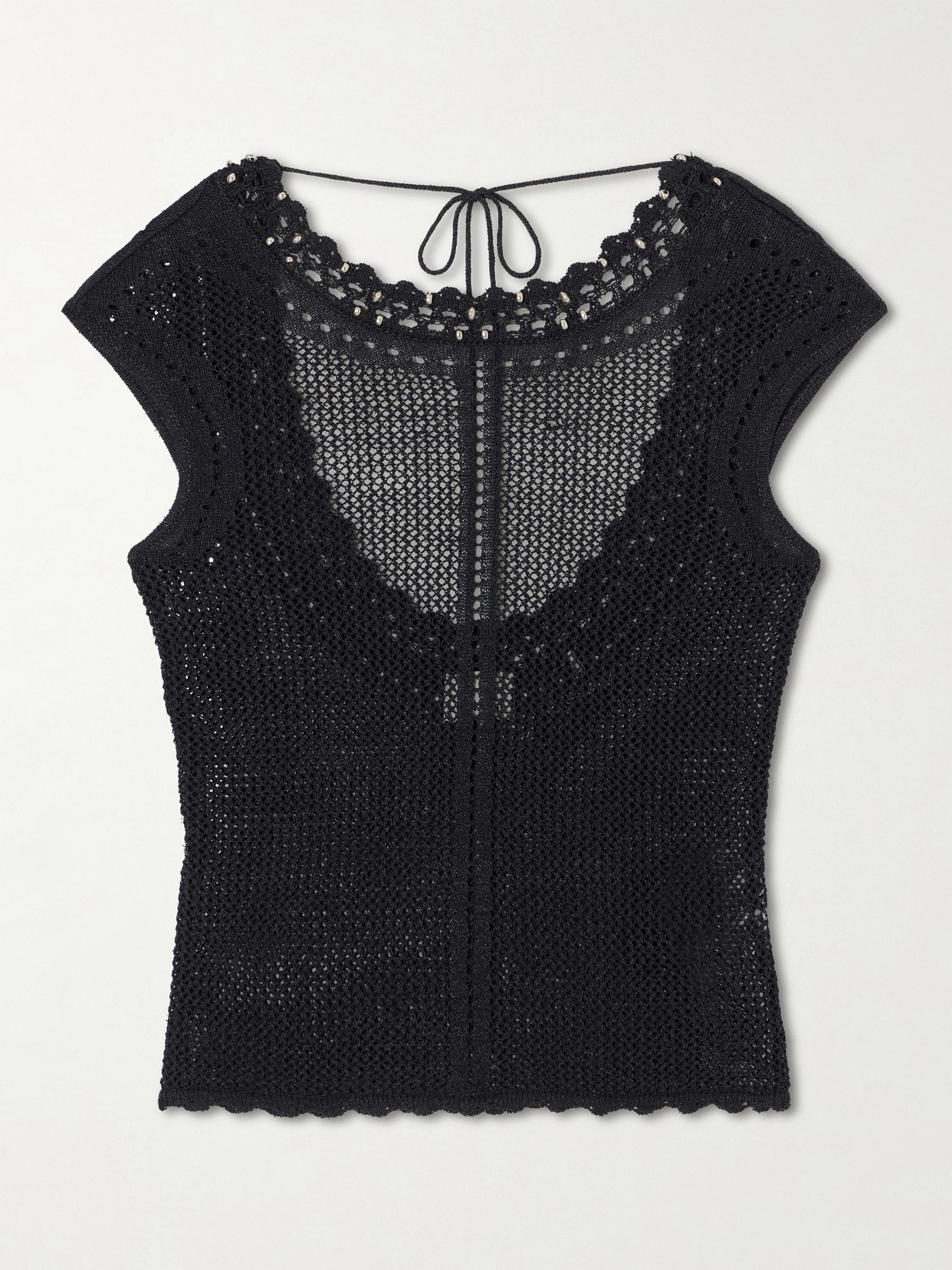 Isabel Marant Metorie Embellished Crochet Cotton-blend Tank In Black