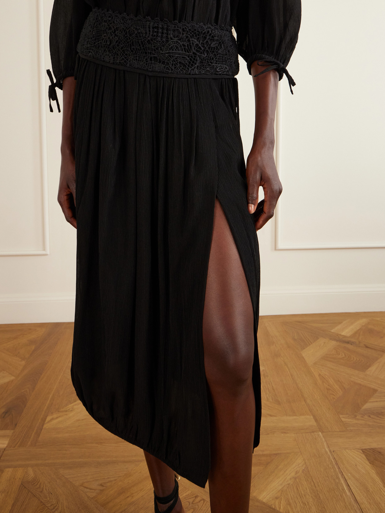 Nilma Lace-Trimmed Midi