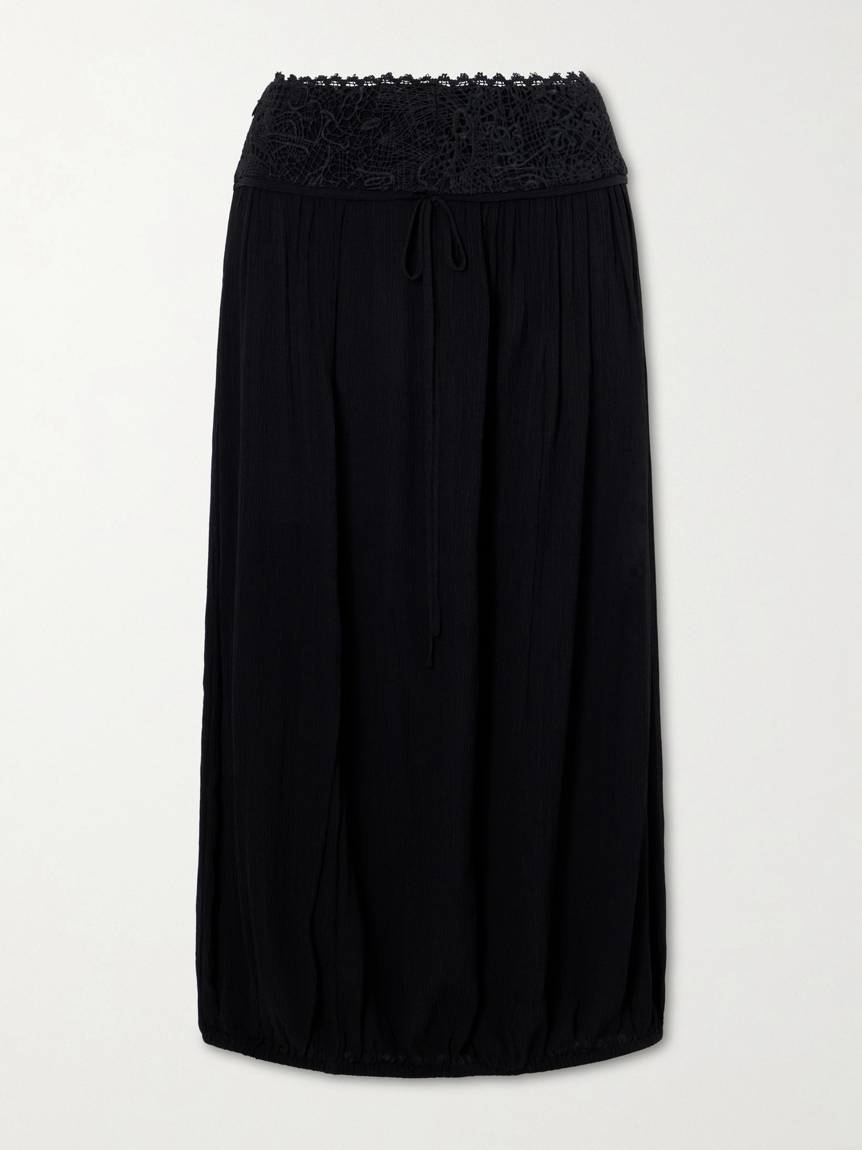 Isabel Marant Nilma Lace-trimmed Silk Midi Skirt In Black