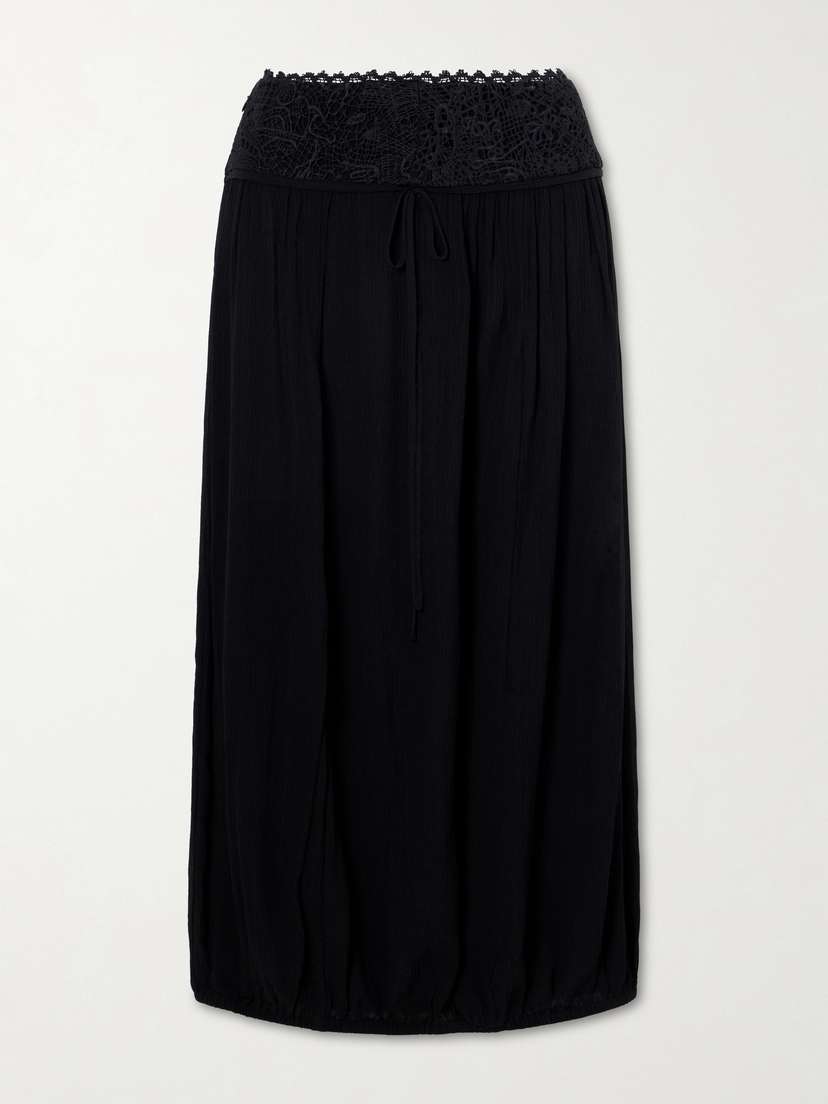 Isabel Marant Nilma Lace-trimmed Silk Midi Skirt