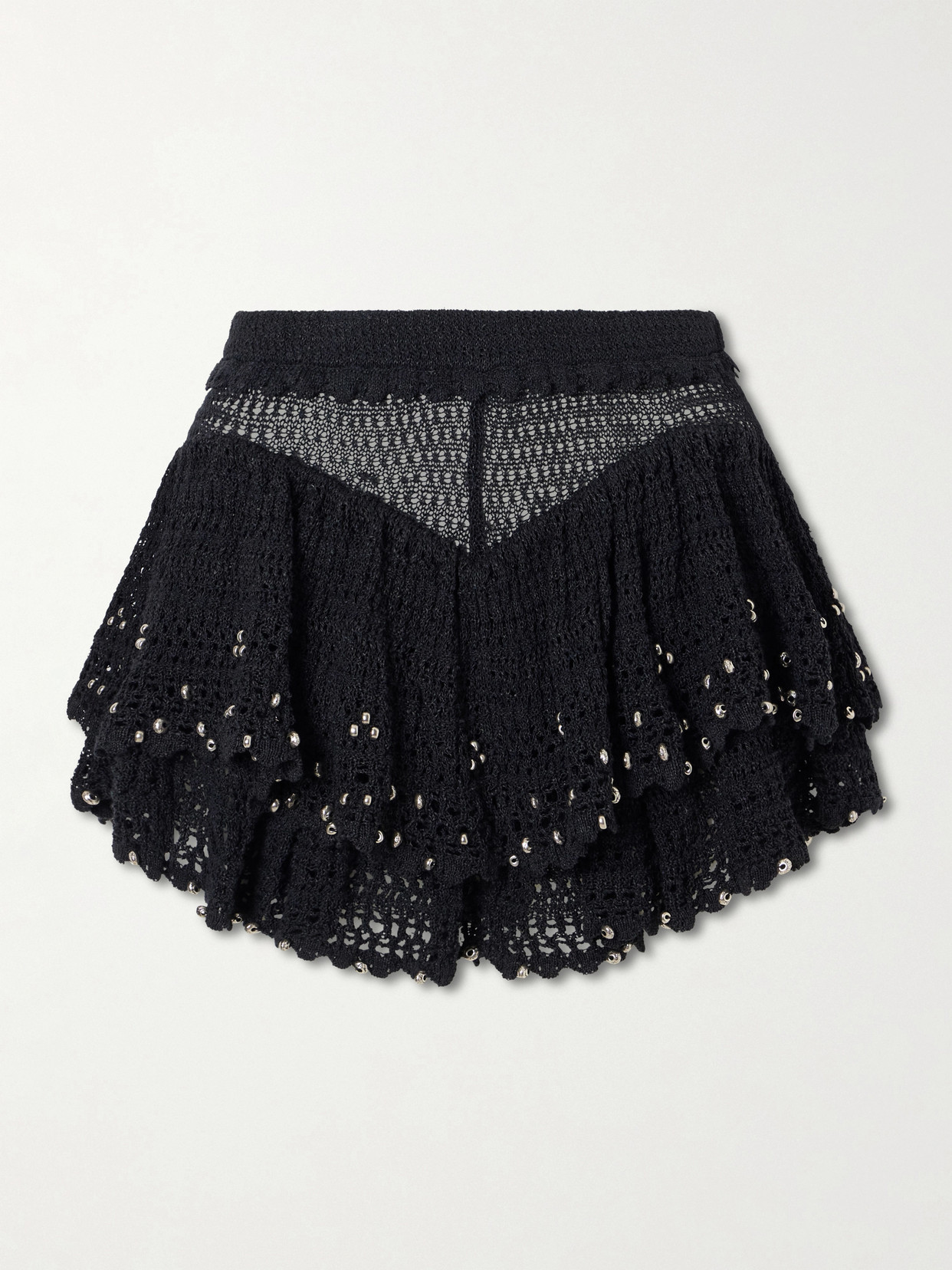 Isabel Marant Metuanie Crocheted Embellished Cotton-blend Shorts In Black