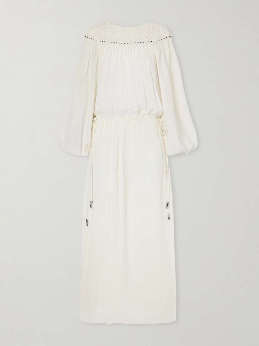 Isabel Marant Nydia Lace-trimmed Bead-embellished Silk-chiffon Midi Dress