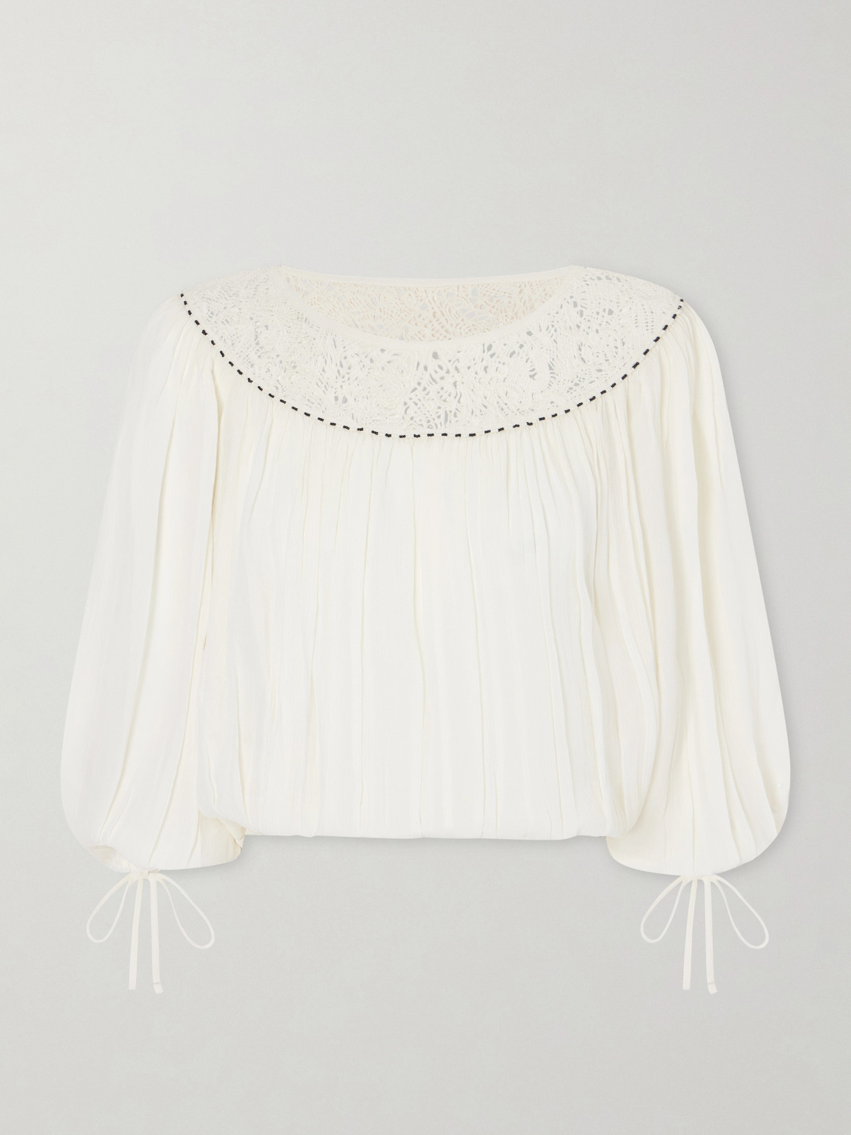 Nelida Lace-Trimmed Silk-Gauze Blouse