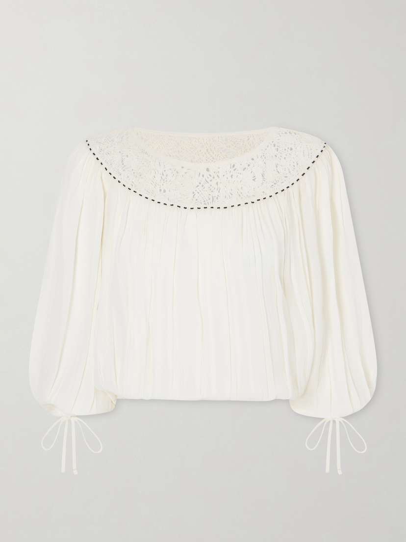Isabel Marant Nelida Lace-trimmed Silk-gauze Blouse