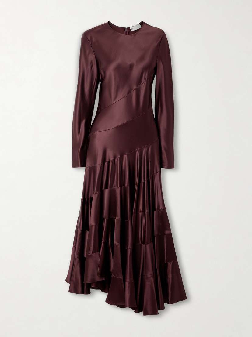 Tory Burch Asymmetric Satin Midi Dress