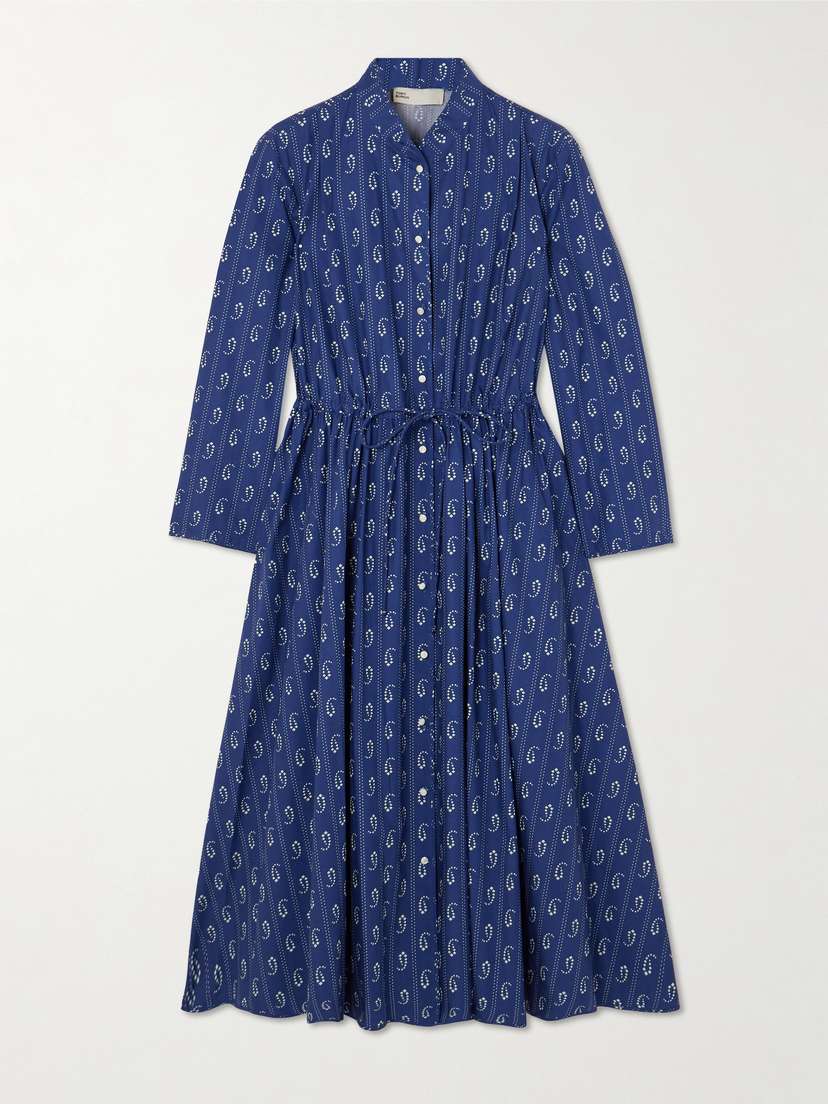 Tory Burch Printed Cotton Midi Shirt Dress