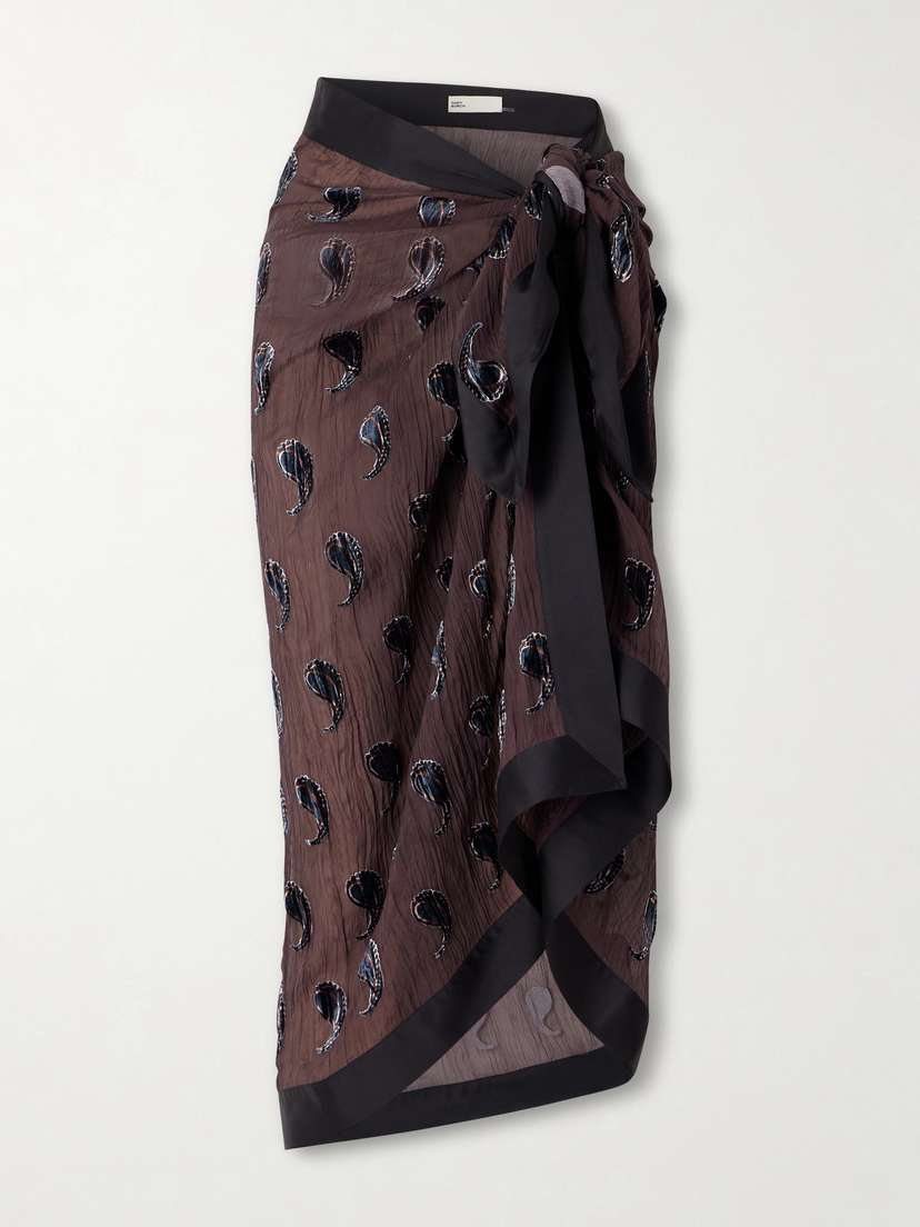 Tory Burch Paisley-devoré Silk-blend Crepon Pareo