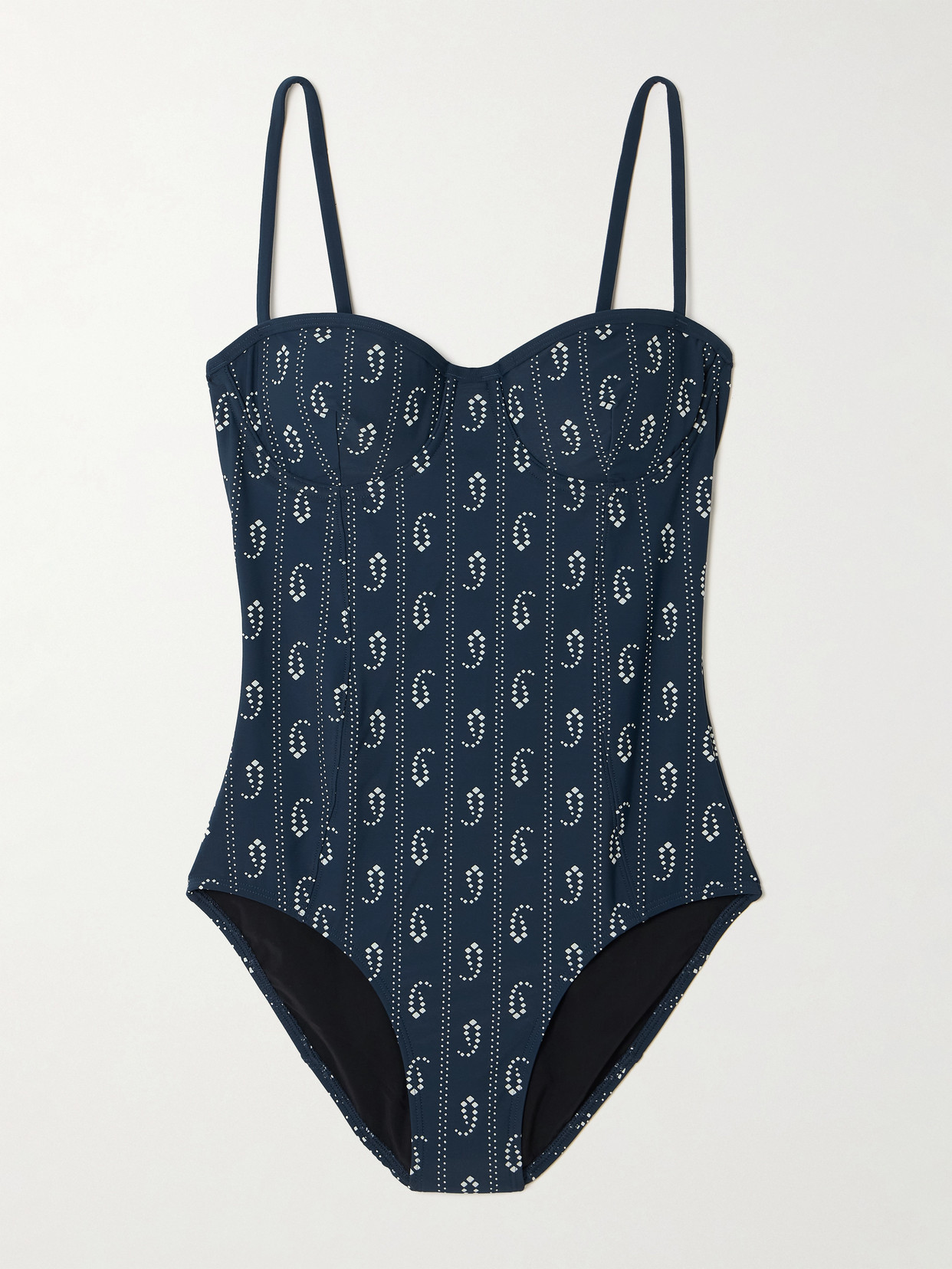 Tory Burch Underwired Swimsuit Adjustable Straps Patterned In Blue