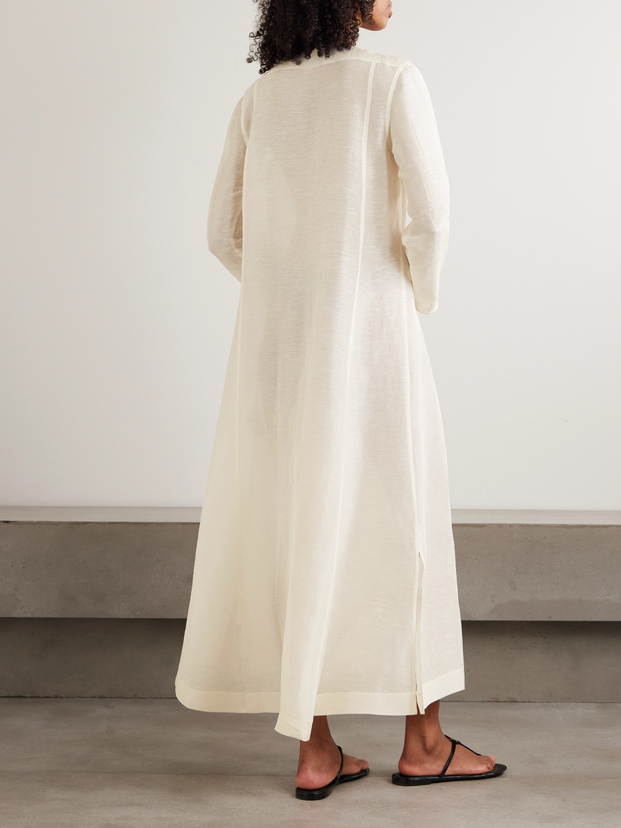 Tory Burch Pleated Linen And Silk-blend Kaftan In White