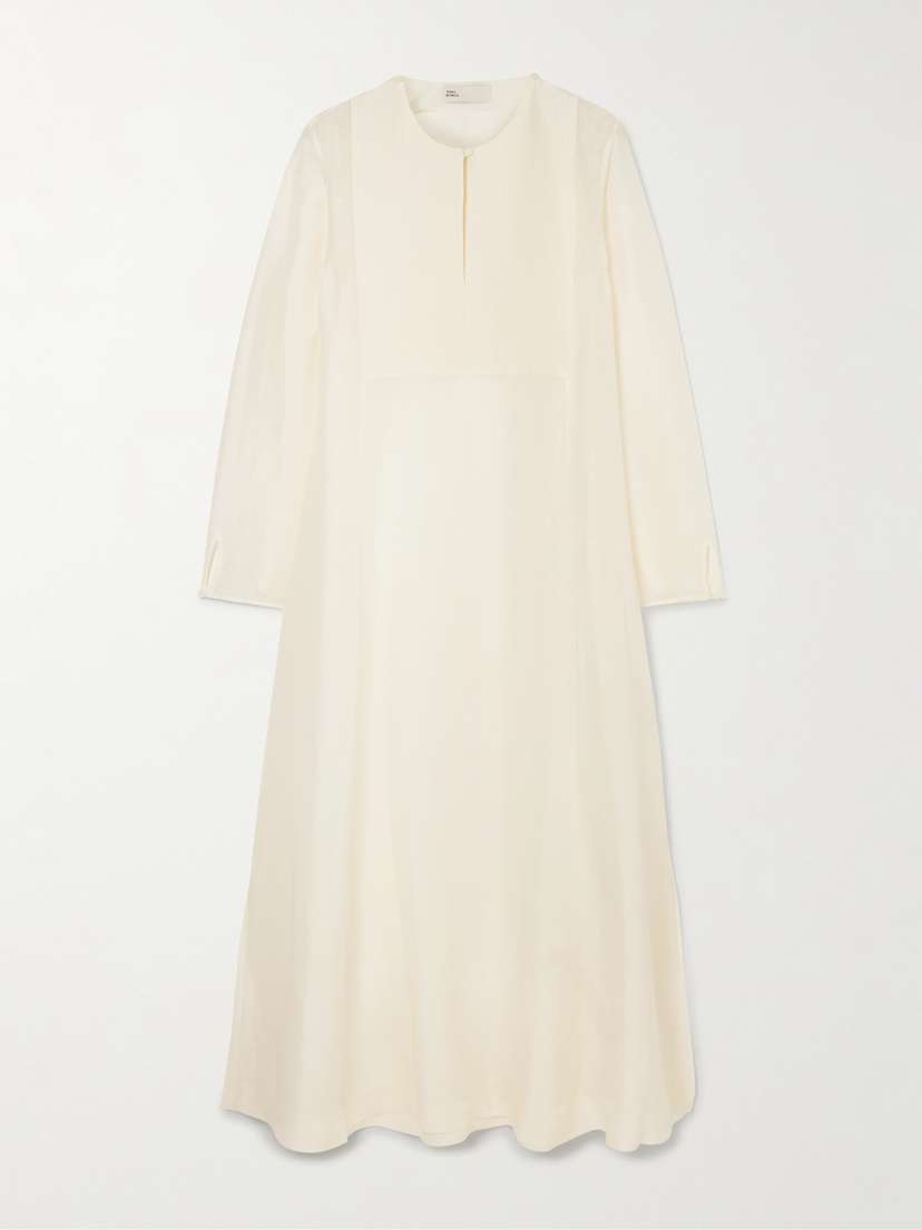 Tory Burch Pleated Linen And Silk-blend Kaftan