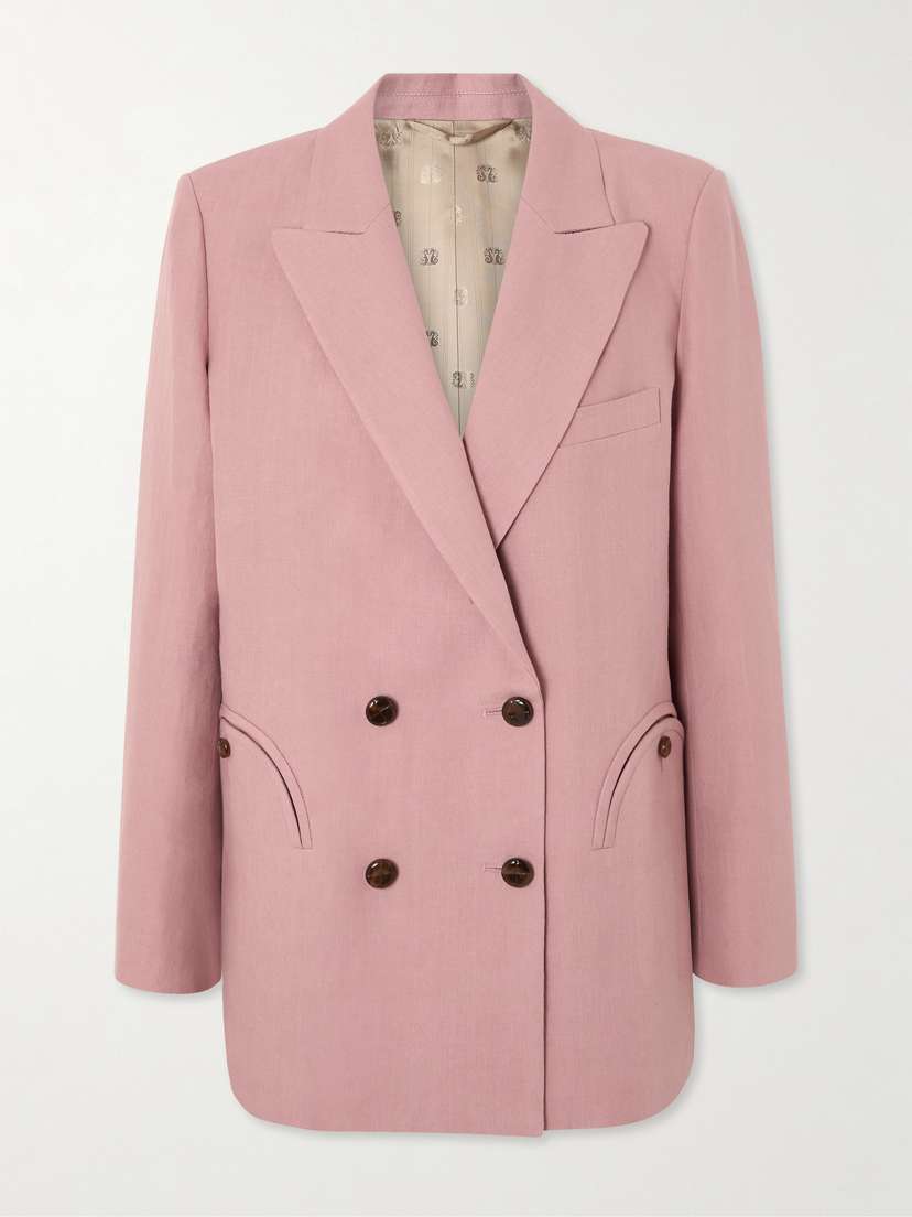 Blazé Milano Midday Sun Double-breasted Linen Blazer