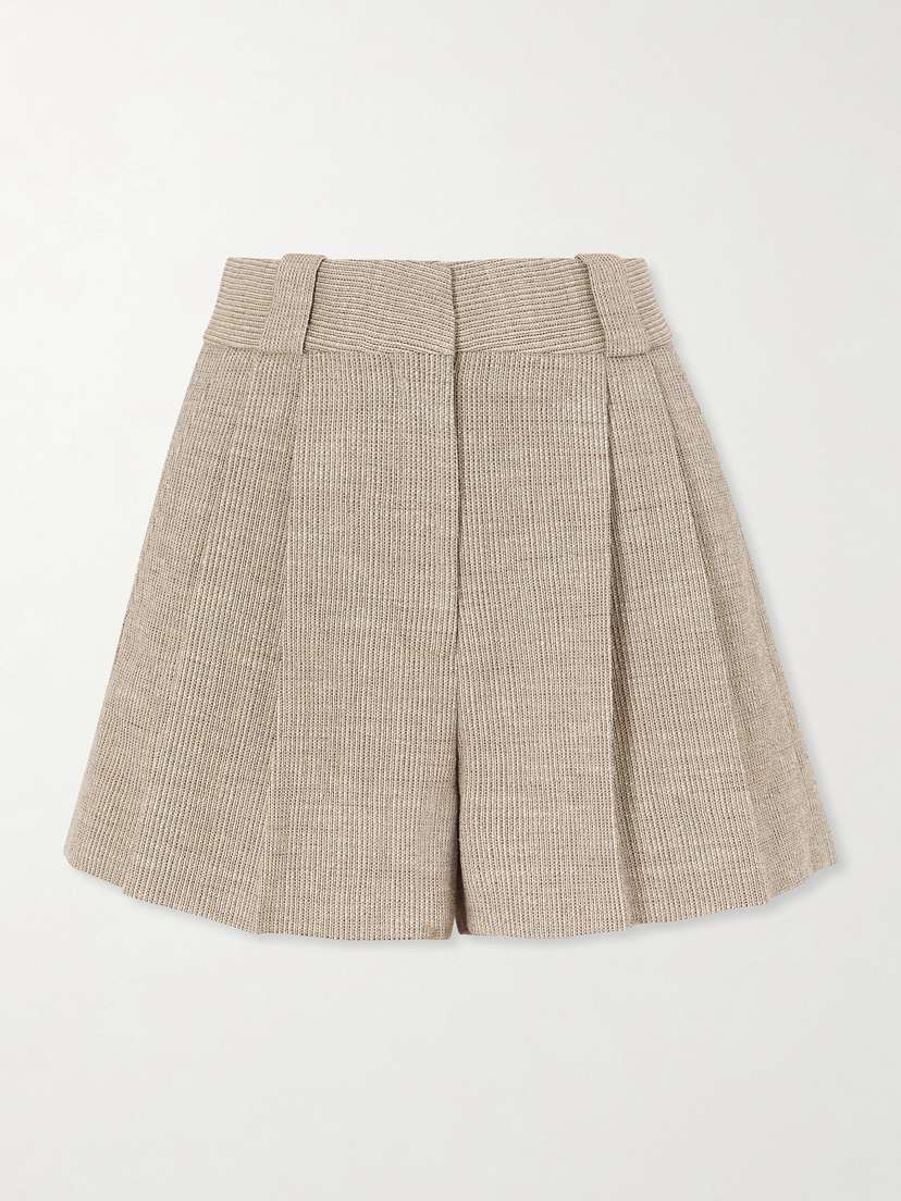 Blazé Milano Marina Selle Pleated Ribbed Cotton-blend Shorts