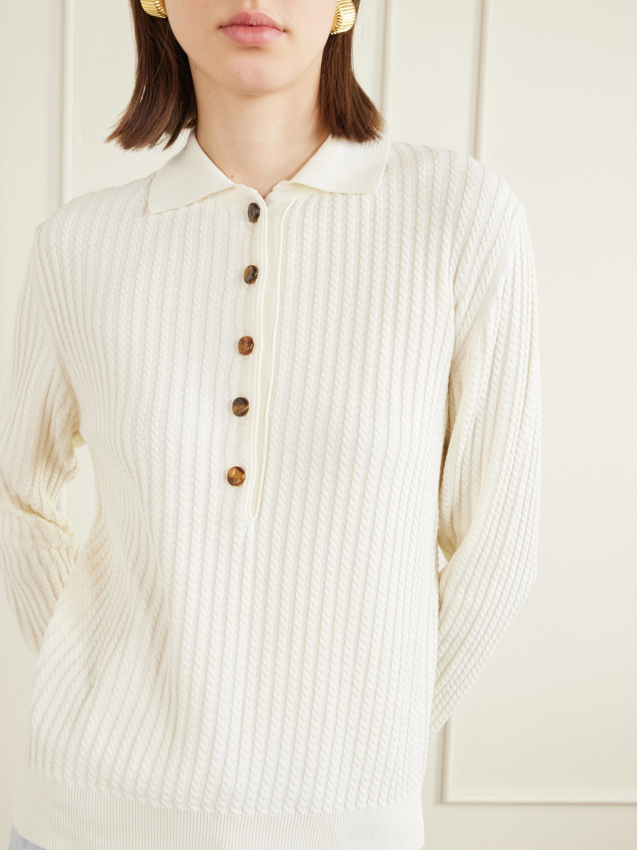 Blazé Milano - Alegria Cable-Knit And Silk And Cotton-Blend Polo Sweater