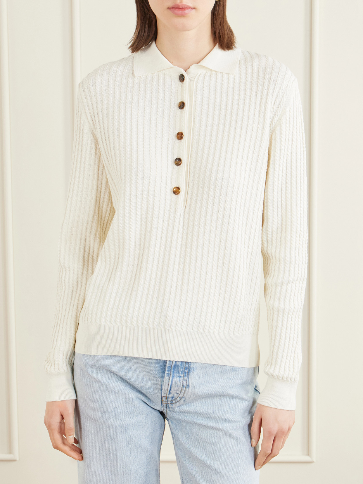 Blazé Milano - Alegria Cable-Knit And Silk And Cotton-Blend Polo Sweater