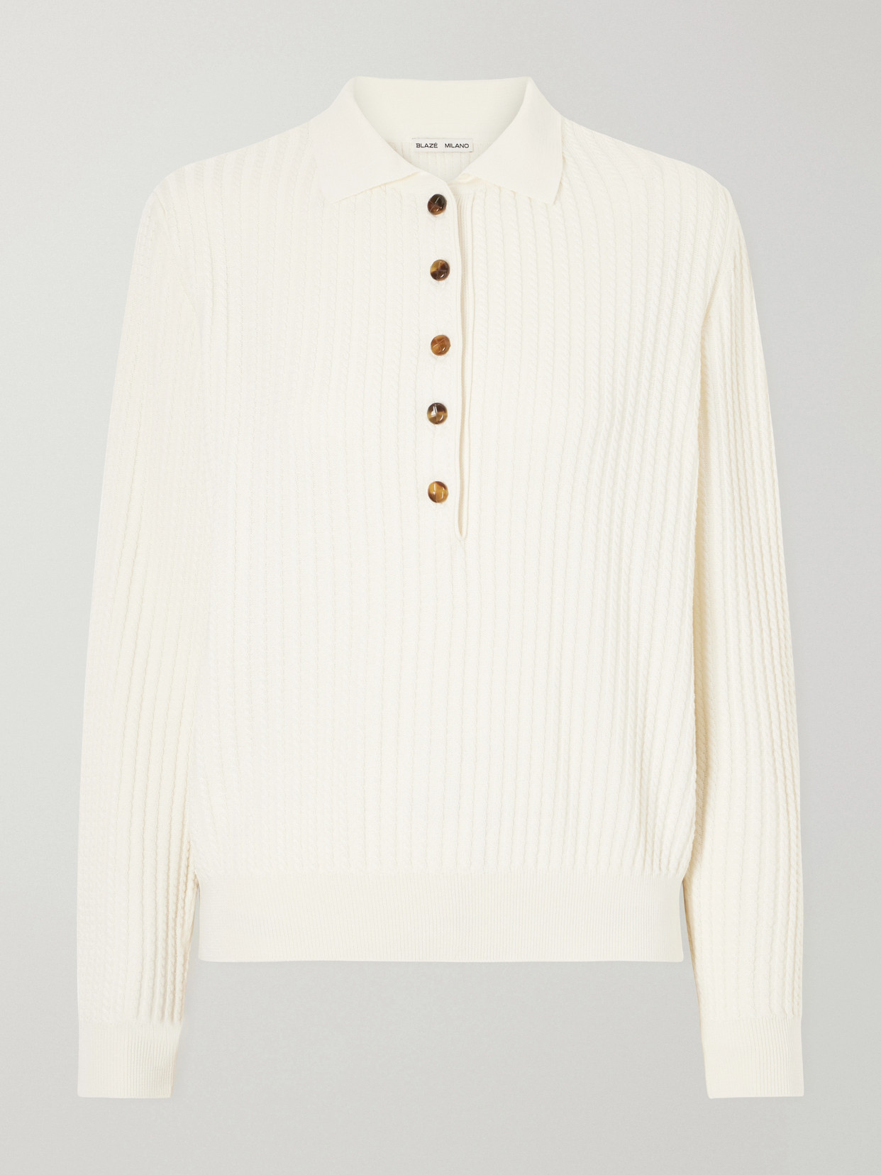 Blazé Milano - Alegria Cable-Knit And Silk And Cotton-Blend Polo Sweater