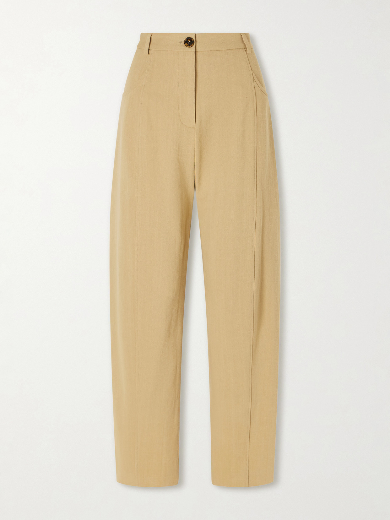 Blazé Milano Embellished Paneled Twill Tapered Pants In Neutral
