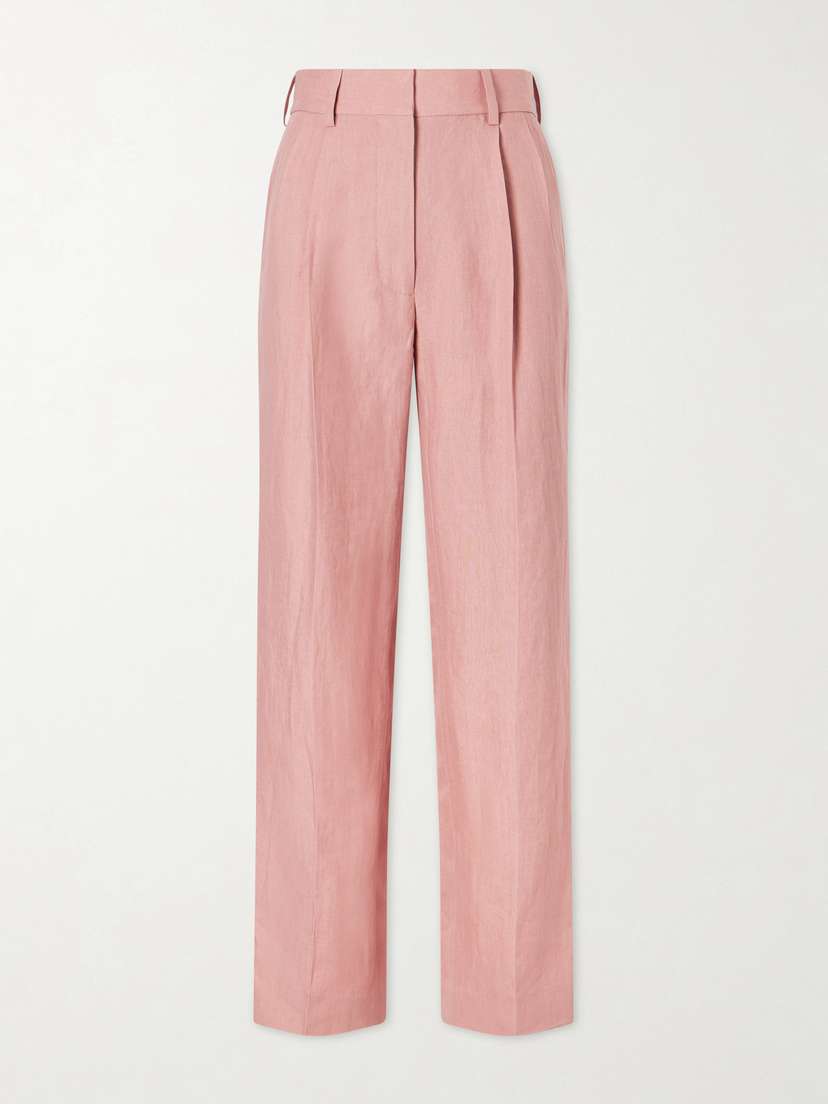 Blazé Milano Sun Fox Pleated Linen Straight-leg Pants