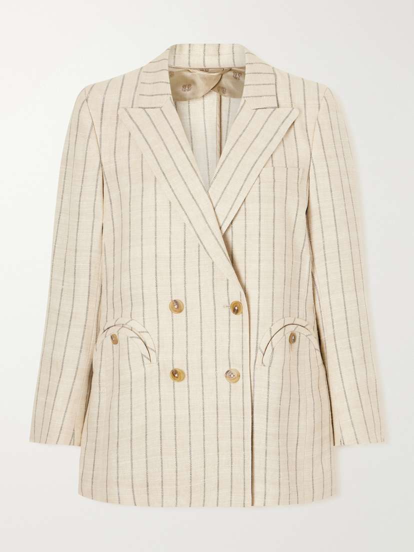 Blazé Milano Serene Everyday Double-breasted Striped Canvas Blazer