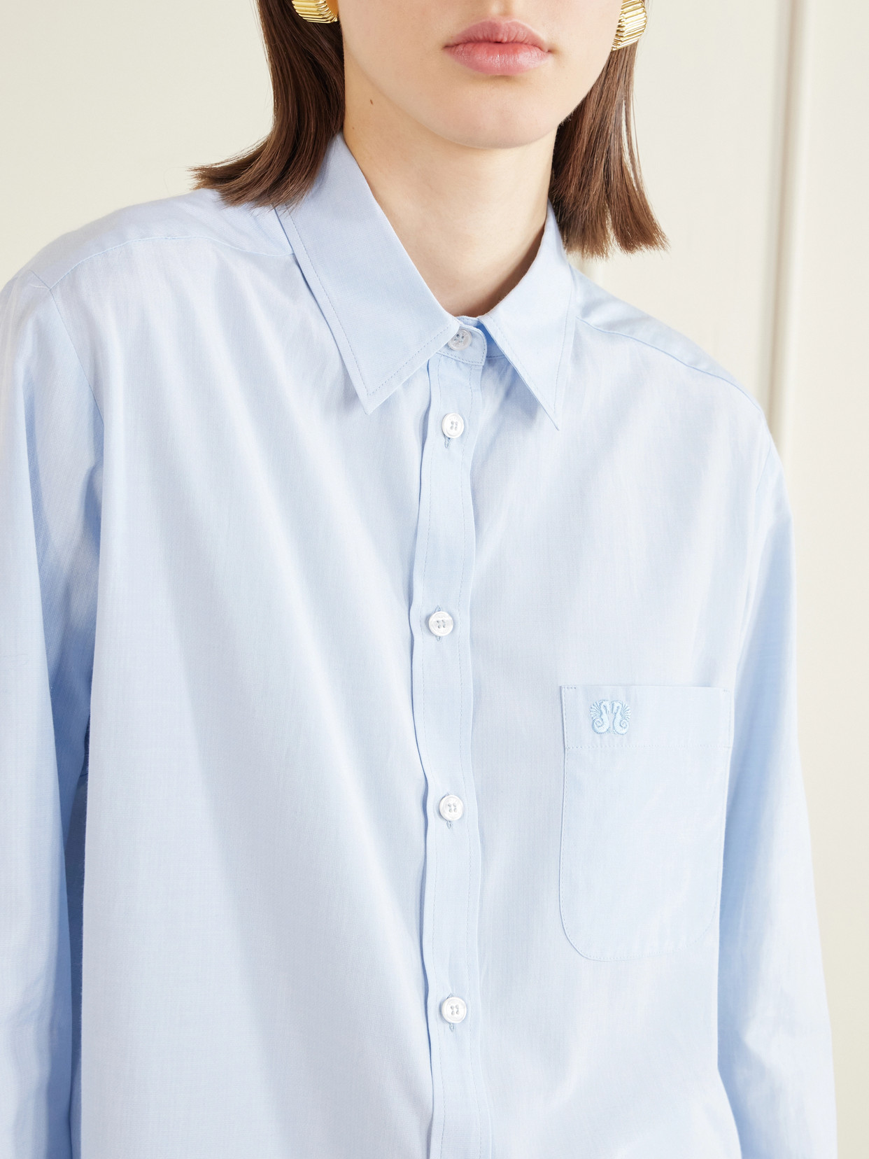 Blazé Milano - Pajot Anabas Embroidered Silk And Cotton-Blend Poplin Shirt