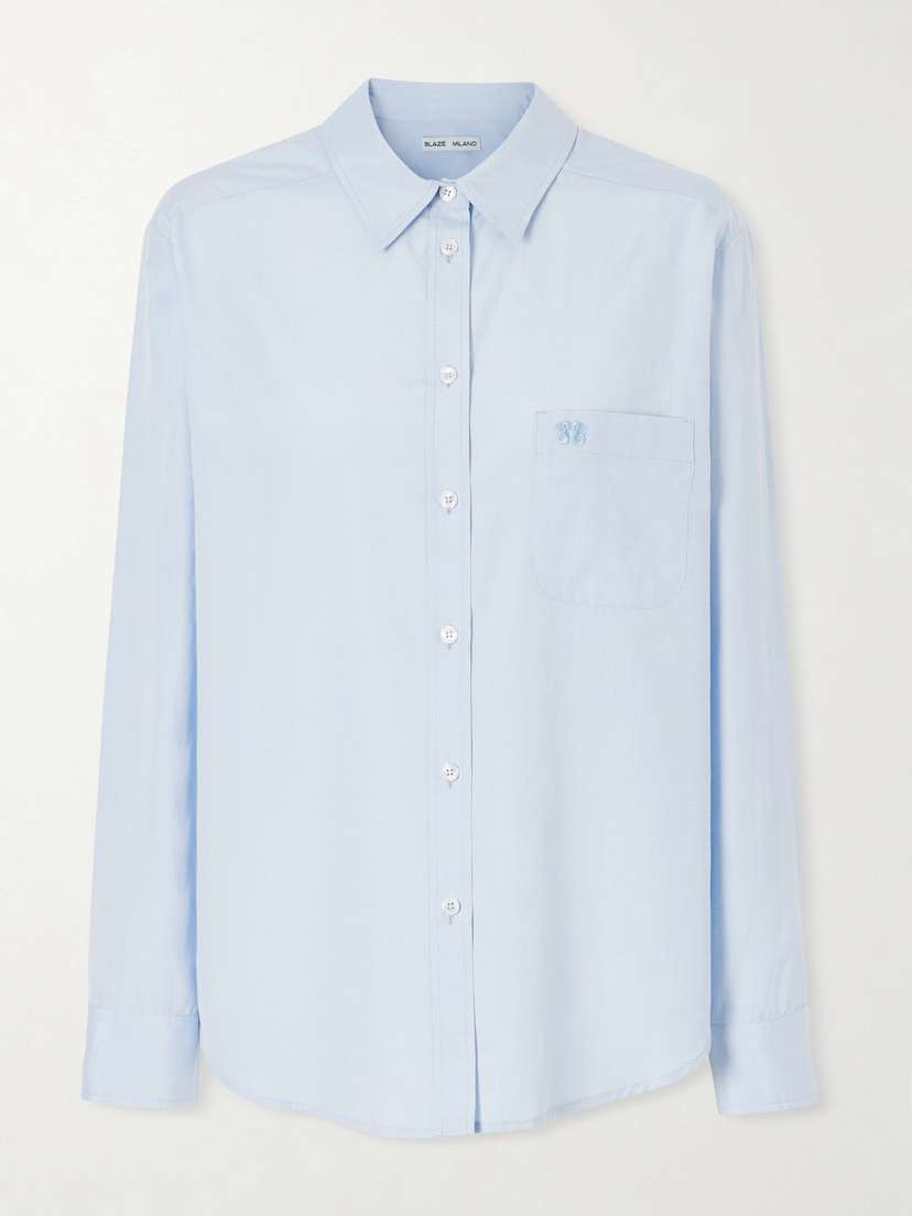 Blazé Milano Pajot Anabas Embroidered Silk And Cotton-blend Poplin Shirt