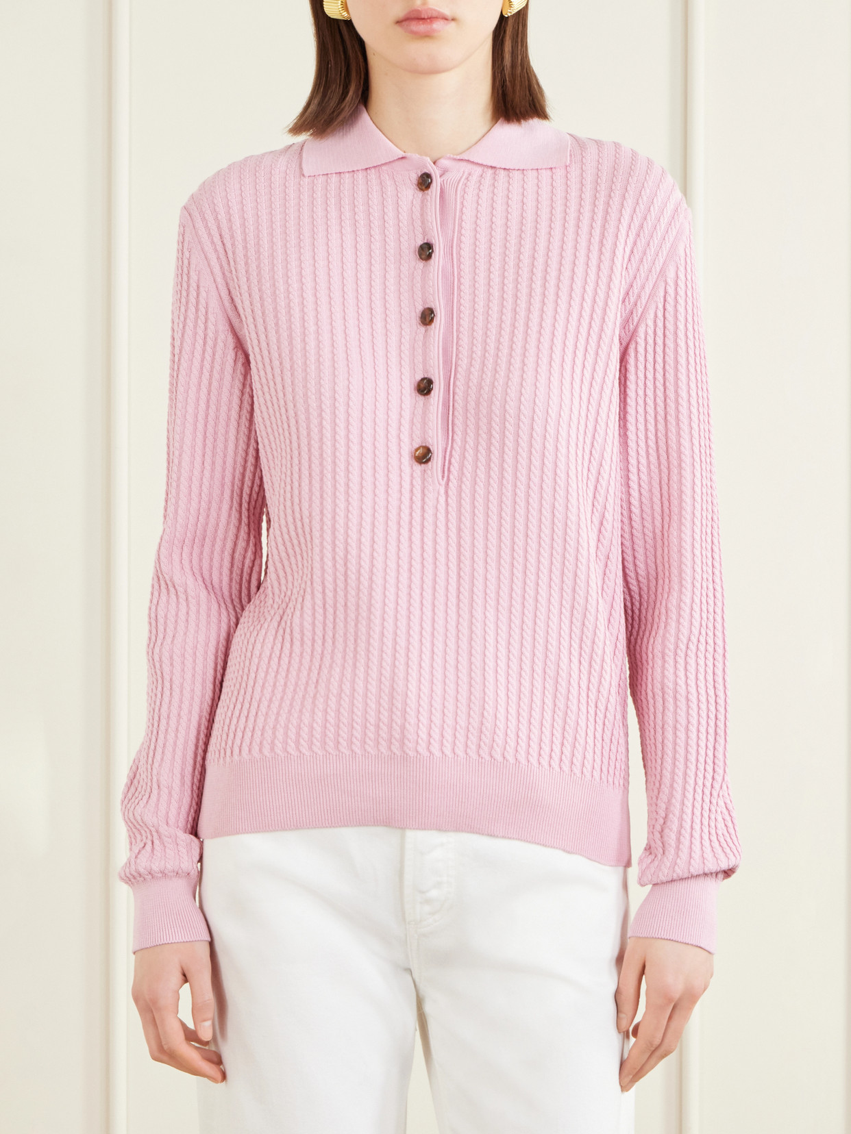Blazé Milano - Alegria Cable-Knit Silk And Cotton-Blend Polo Sweater