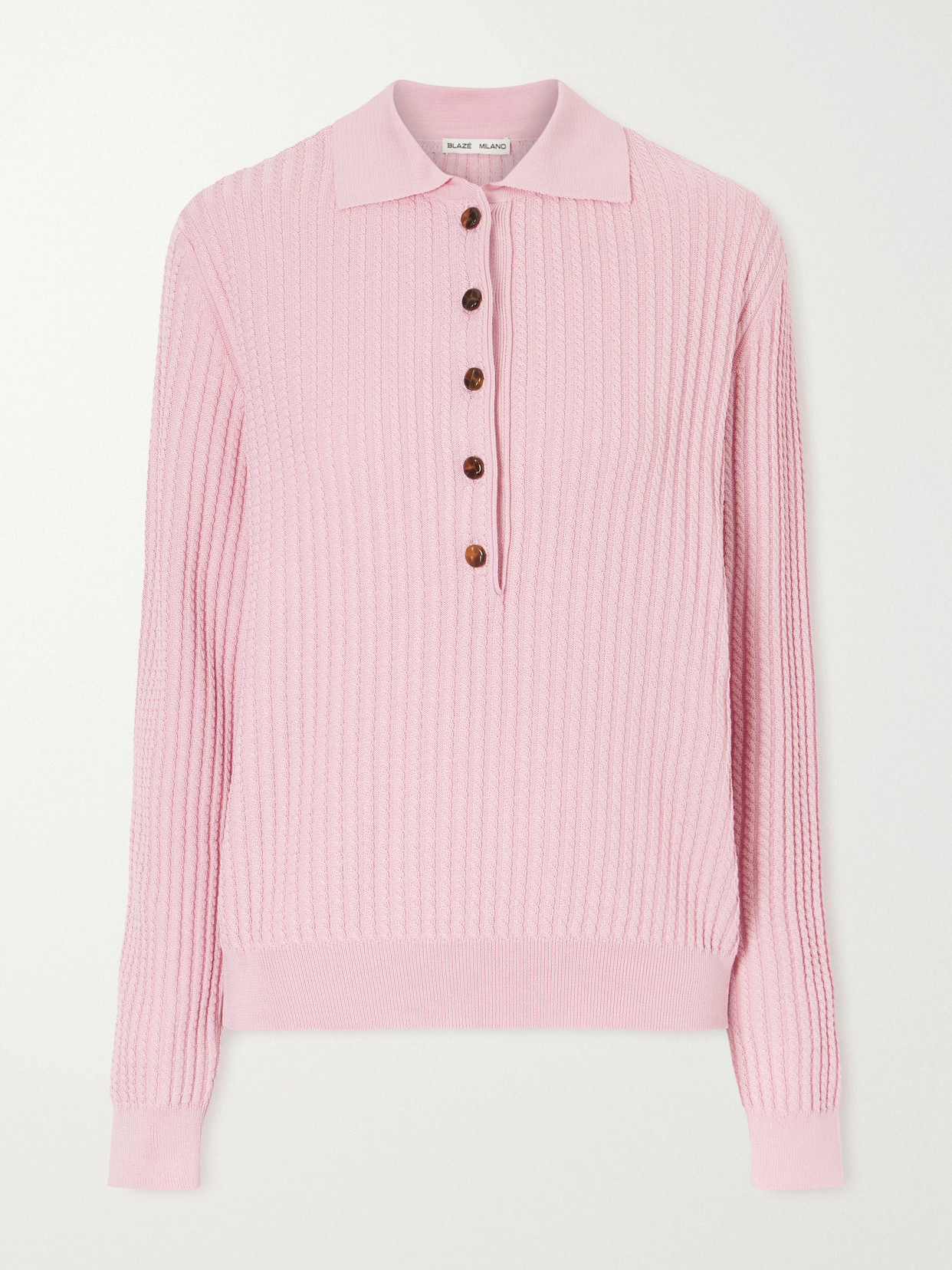 Blazé Milano - Alegria Cable-Knit Silk And Cotton-Blend Polo Sweater