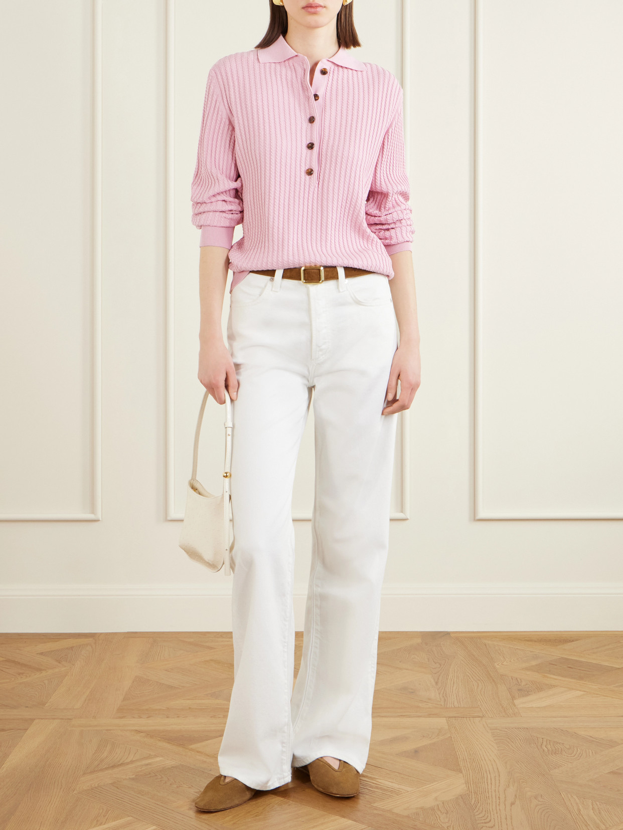 Blazé Milano - Alegria Cable-Knit Silk And Cotton-Blend Polo Sweater