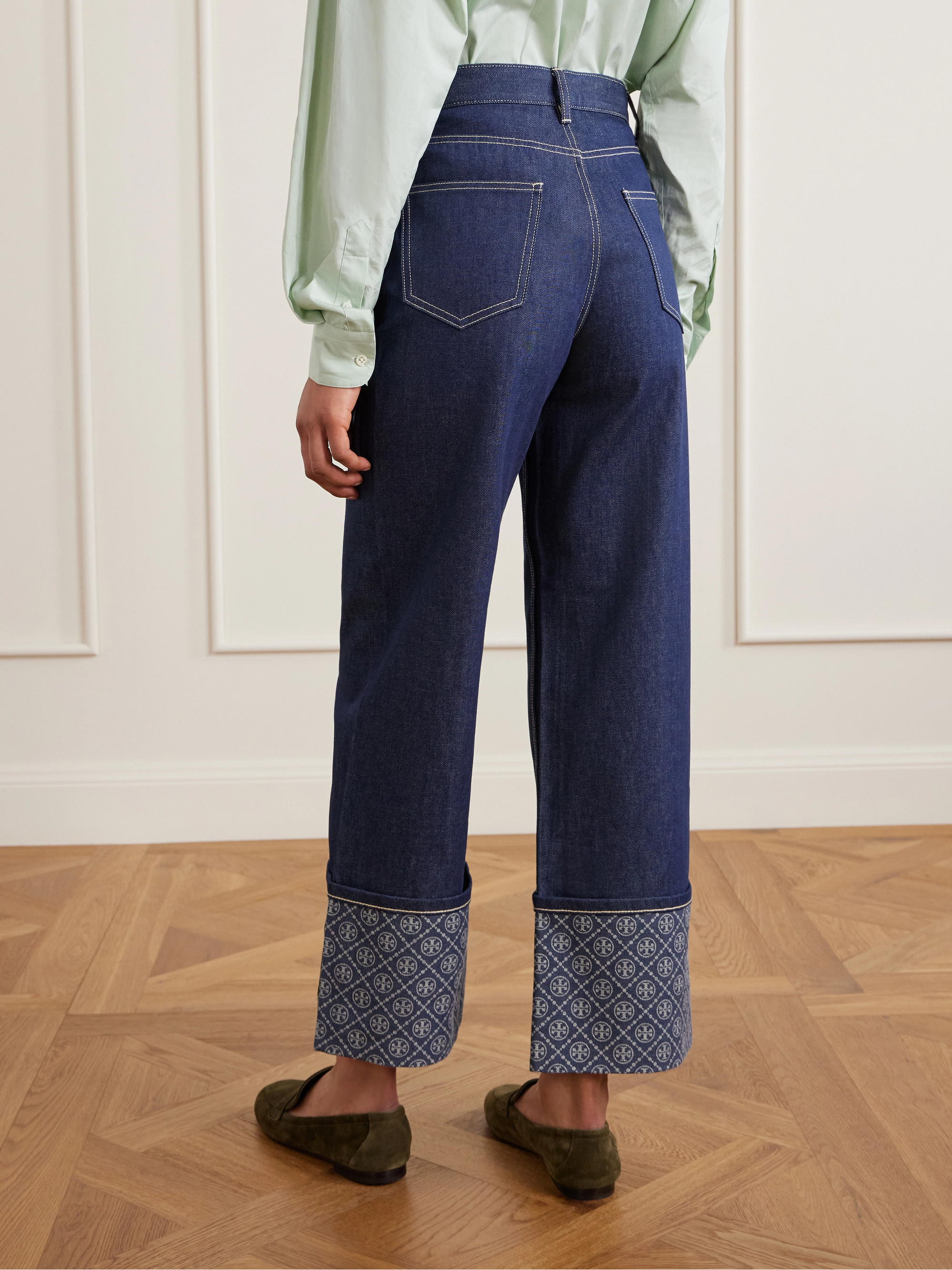 Tory Burch Printed high-rise straight-leg jeans