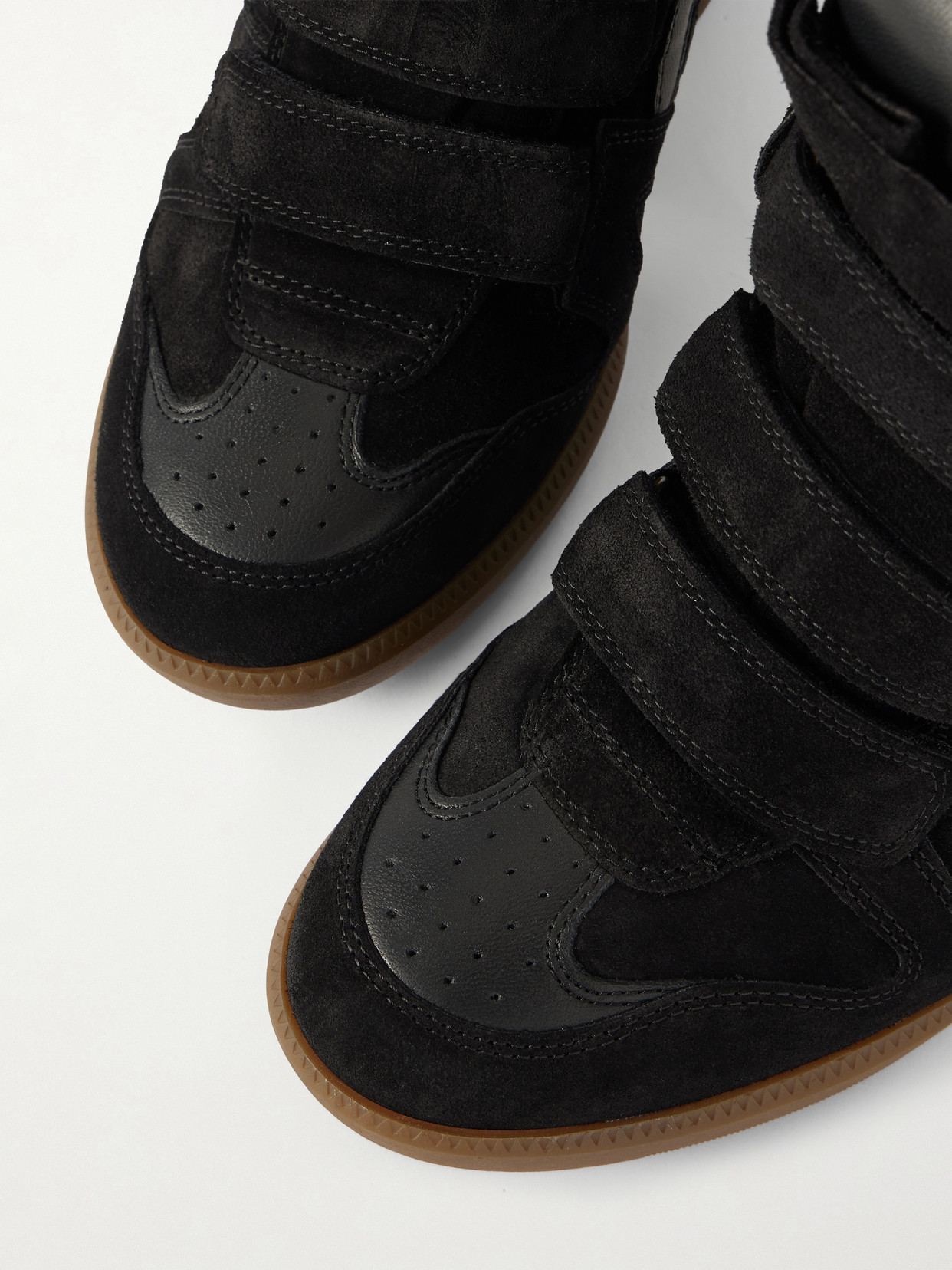 Isabel Marant Bekett Leather-trimmed Suede High-top Wedge Sneakers In Black