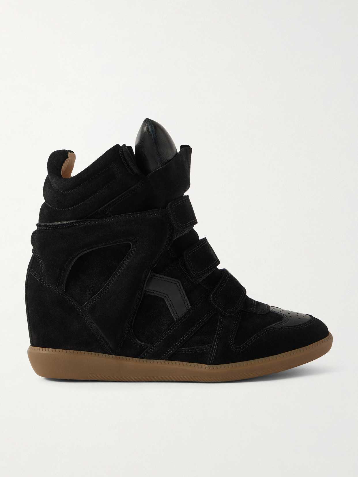 Isabel Marant Bekett Leather-trimmed Suede High-top Wedge Sneakers In Black