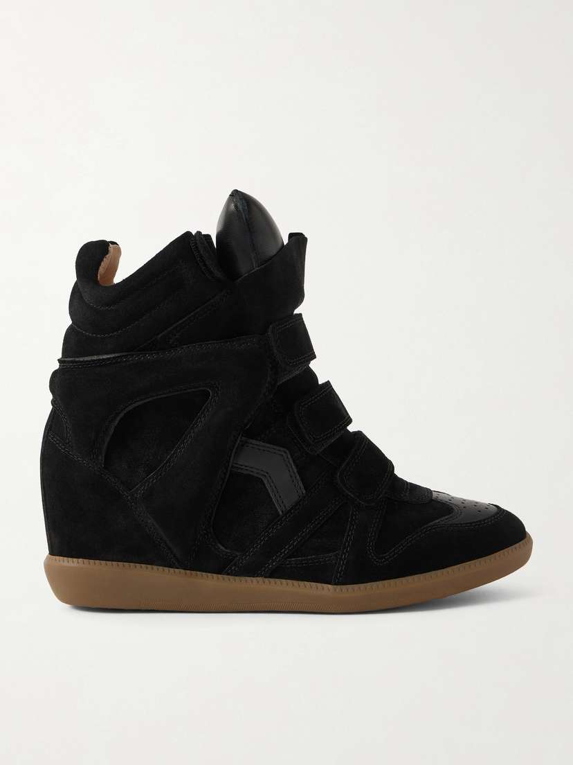 Isabel Marant Bekett Leather-trimmed Suede High-top Wedge Sneakers
