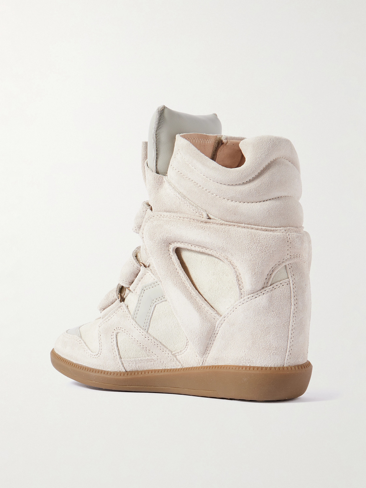 Isabel Marant Bekett Leather-trimmed Suede High-top Wedge Sneakers In Pink