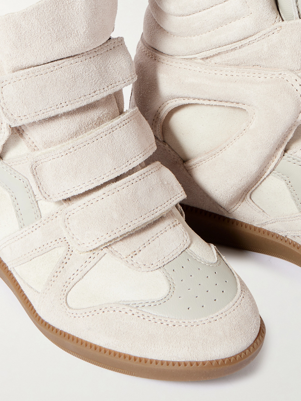 Isabel Marant Bekett Leather-trimmed Suede High-top Wedge Sneakers In Pink