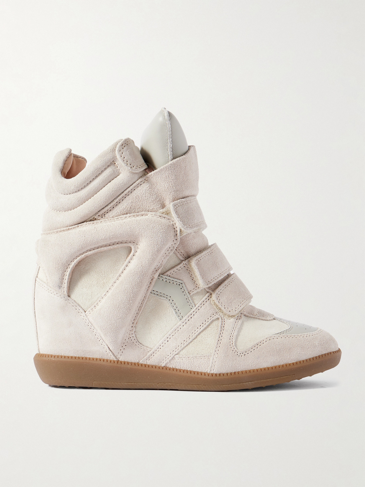 Isabel Marant Bekett Leather-trimmed Suede High-top Wedge Sneakers In Pink