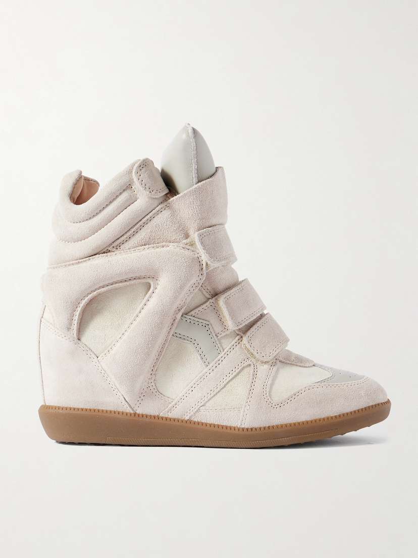Isabel Marant Bekett Leather-trimmed Suede High-top Wedge Sneakers