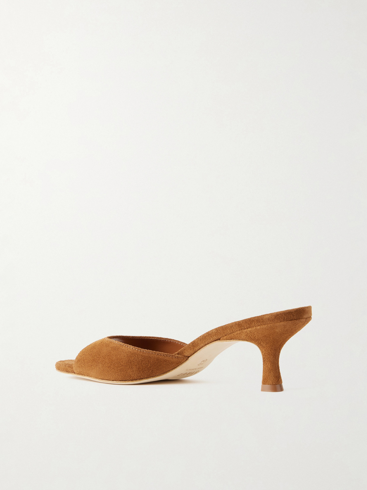 Staud 55mm Brigitte Suede Kitten-heel Mules In Brown